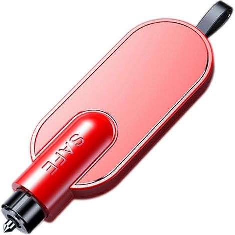 Brise-vitre de voiture utilisable sous l'eau, outil de coupe-ceinture de siège dissimulé, coupe-vent portable, porte-clés d'urgence, outil d'évacuation de voiture (rouge) (1/5)