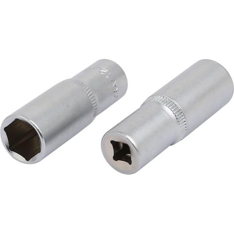 1/4-Zoll Square Drive 12mm Sechskant 6-Punkt-Stecksockel Silverfarbton 2St (1/3)