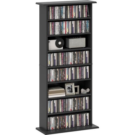 Shelf to CD with 6 shelves adjustable, capacity of 360 CD/185 DVD, 58 x 24 x 124,5 cm, black (1/5)