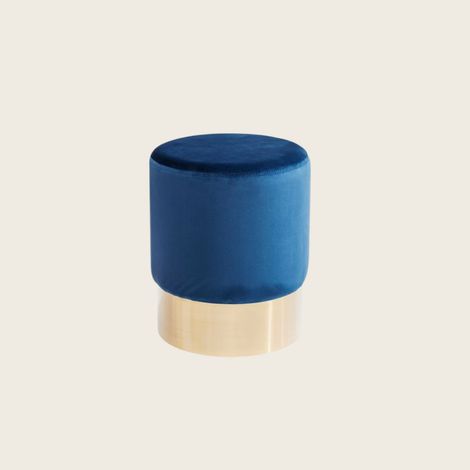 Exagonshop Cherry pouf 35 cm effetto velluto blu glamour con