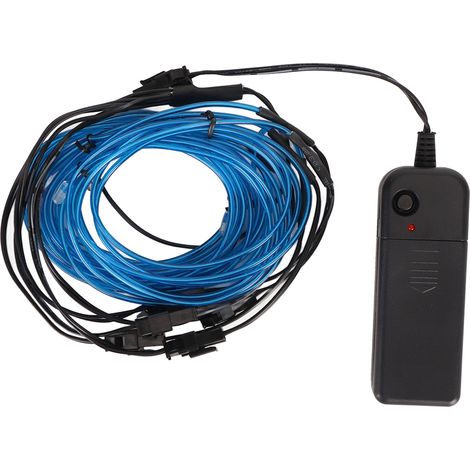 Fil lumineux néon décoratif flexible 5 en 1 à lumière froide EL bleue, réduction du bruit, idéal pour les voitures, Halloween et les fêtes de Noël. (1/5)