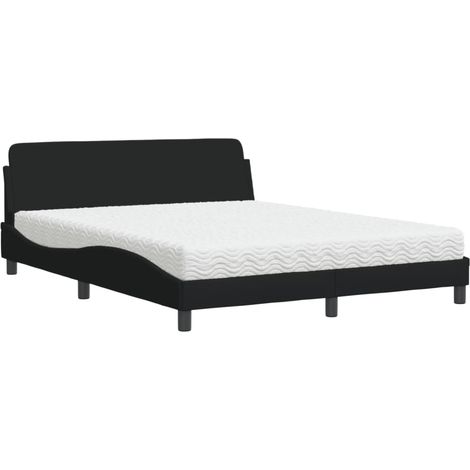 Cama con colchón Dover de tela negro 160x200 cm vidaXL (1/5)