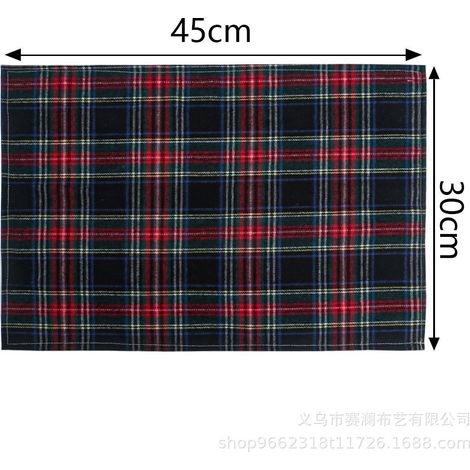 Sets de table de Noël Xiyin, décoration de restaurant à carreaux, fabricant de serviettes de table de Noël, nappes imprimées en polyester - 30 x 45 cm (lot de 6) - 14