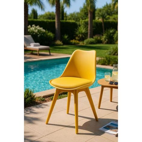 Orion91 boreal chair padded seat faux leather and legs color yellow curry 48x43x82cm dining room office lounge teleworking kitchen - spazioluzio (1/5)
