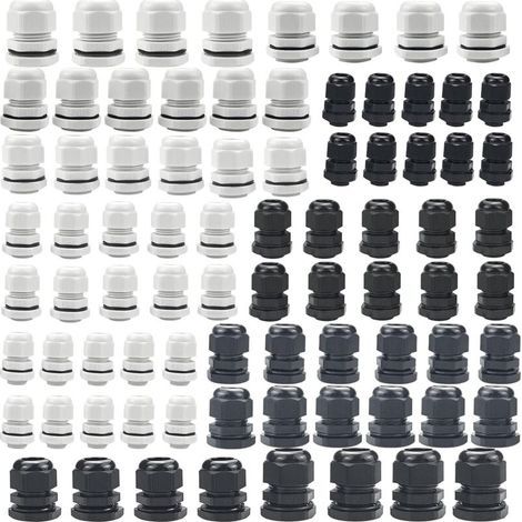 Lot De 80 Presse Étoupes,Ip68 Presse Etoupe Etanche PG7/PG9/PG11/PG13.5/PG16/PG19 Passe Câble Étanche Pour Boîte De Dérivation, Boîte De Distribution, Boîte à Fusibles En Saillie, Répartiteur Mural (1/4)