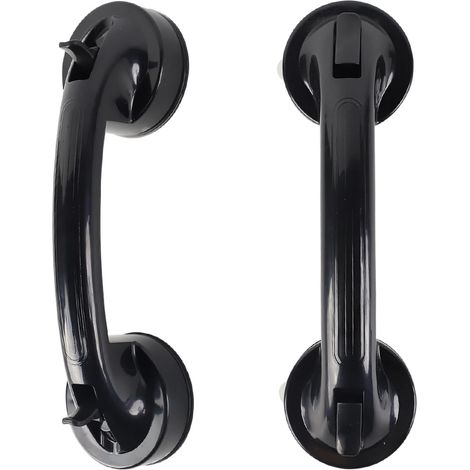 Poignée Ventouse, Barre D'appui Douche, Barre de Douche Ventouse Amovible Réutilisable, Plastique Poignée Baie Vitrée, Armoire, Porte Vitrée, Salle de Bains (Noir) (1/5)