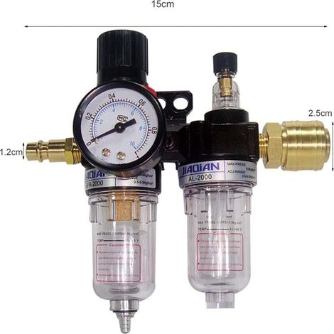 ZVD-Filtre Régulateur 1/4 Régulateur de Pression d'Air, Séparateur Eau-Huile, Régulateur de Pression D'air pour Compresseur et Outils à Air (1/4)