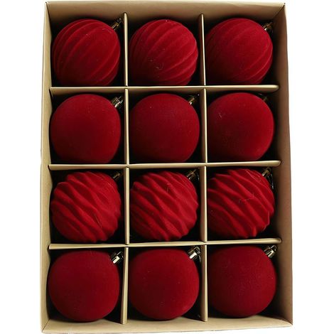 Boules De Noël Velours - 12 Pièces - Diamètre 6 cm - Pour Arbre De Noël Et Décoration Intérieure (1/5)