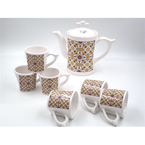 Set Caffè 6 Tazzine + Caffettiera a Servire in ceramica Decoro Ravello (1/2)