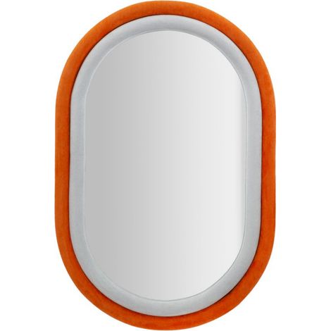 Specchio da parete ovale Antony in velluto arancio e argento 67x86 cm