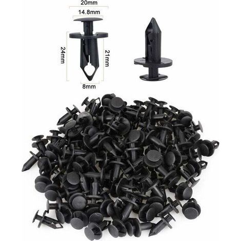 120 pièces Clips de fixation Rivet de Fixation en Plastique pour la Voiture Noir Voiture Clips Agrafe Rivets Plastiques orte Aile 8mm Trou Poussoir Plastique Rivets Fixation—— (1/4)