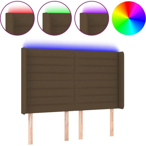 Maison Exclusive - Testiera a LED MarroneScuro147x16x118/128cm inTessuto (1/5)