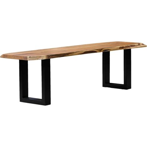 Banc 170 cm en bois d'acacia massif et pieds luge métal noir - OTTAWA (1/5)