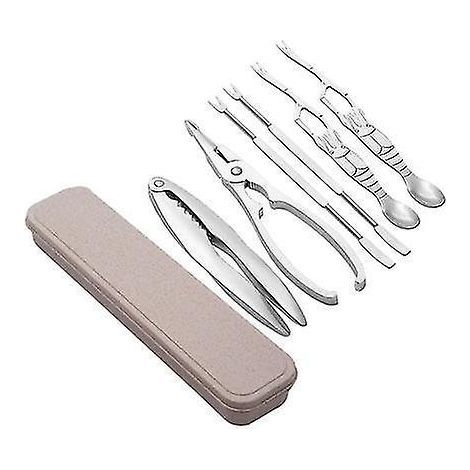 Edelstahl-Meeresfrüchtebesteck-Set: Krabbenzange, Spieße, Löffel, Hummerzange, Drahtschneider, Küchenzubehör. (1/5)