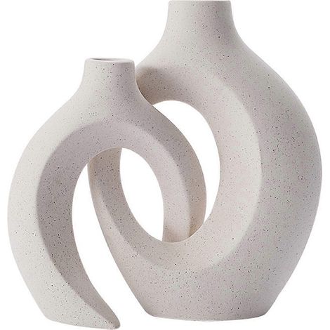 Composition florale en vase blanc style nordique simple, composée de 2 pièces. Ornements floraux simples et haut de gamme. (1/5)