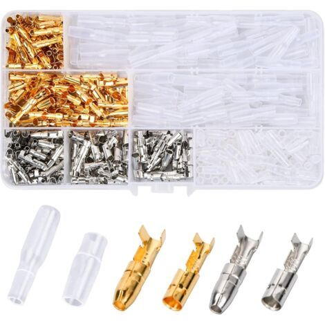 400pcs gold silver 165g, 3.9mm plug - in ressort gaine d'insertion 4.0MM Bullet Head Cold Press câblage enfichable (1/5)