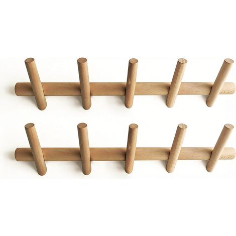 CCYKXA  2PCS Branch Patère Murale Bois 5 Crochets Porte Manteau Design Portemanteau Mural Portant à vêtement pour Suspendre Manteaux écharpes, Sacs à Main 50 cm +5 pouces (8,912,7 cm) pour accrocher