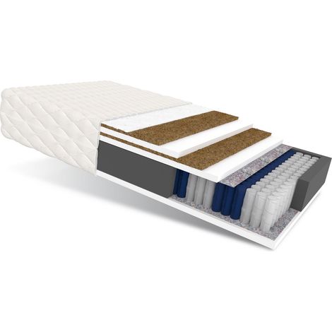 Matratze 140x200 Taschenfederkern FAMILY MAX 7 Zone H3 H5 26 cm Kokos HR Schaum Klimafaser Polyurethanschaum JERSEY