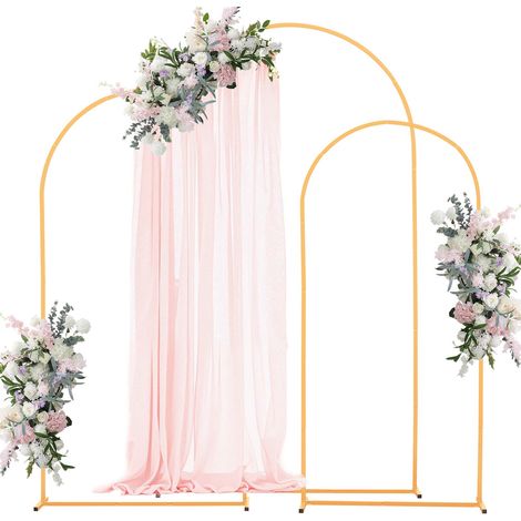 VEVOR Arche de Mariage Lot de 3 Support de Fond Arche 2,2 m 2 m 1,8 m pour Decoration de Mariage, Anniversaires, Remises de Diplomes, Fetes, Ceremonies, Celebrations, Structure Stable en Metal, Dore (1/5)