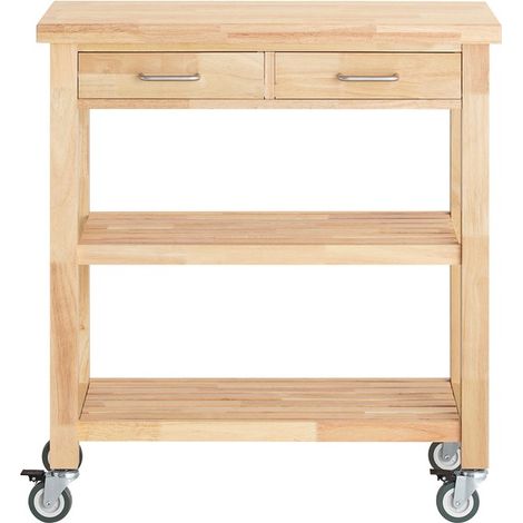 SoBuy Rubber Wood Kitchen Storage Trolley Cart with Drawers & Shelves,FKW24-N