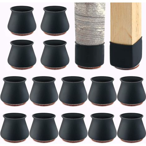 Lot de 24 protège-pieds de chaise en silicone avec feutre pour sols en bois dur (1/5)