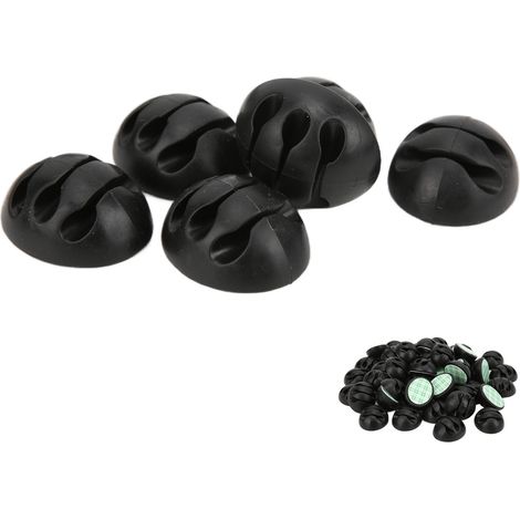 Lot de 50 attaches-câbles à 3 trous, en gel de silice noir anticorrosion, pour la gestion des câbles. (1/5)