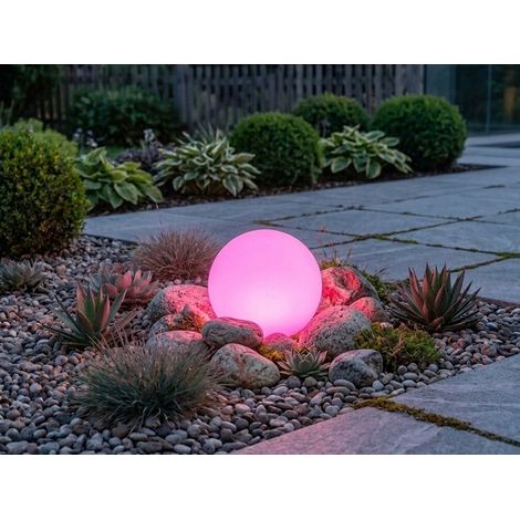 LED Garten Kugelleuchte mit Erdspieß, RGBW Leuchtmittel & Fernbedienung - Ø 38cm