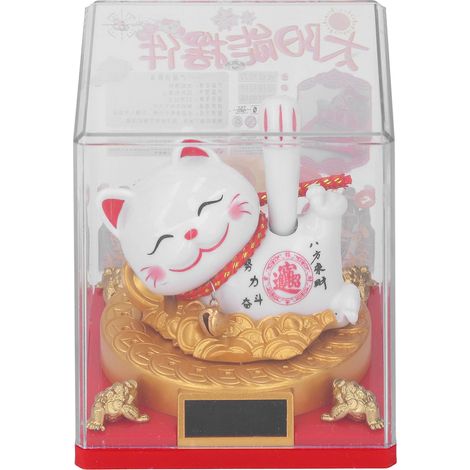Ortviai Chat porte-bonheur solaire allongé en plastique pour voiture, bureau et intérieur – décoration ludique et énergétique (1/5)