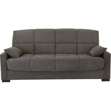 Canapé clic clac 3 places - Taupe - Matelas 17 cm - L223 x P96 x H 103 cm - MEGAN (1/5)