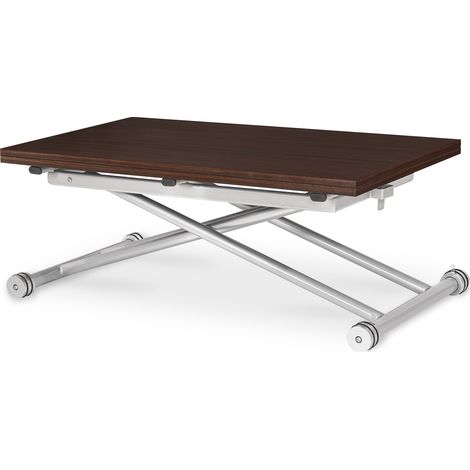 Intensedeco – Table basse relevable wenge 100/114 x 57 cm – Hauteur ajustable 39/77 cm – Plateau MDF 4 cm d'épaisseur – Design modulable pour repas conviviaux