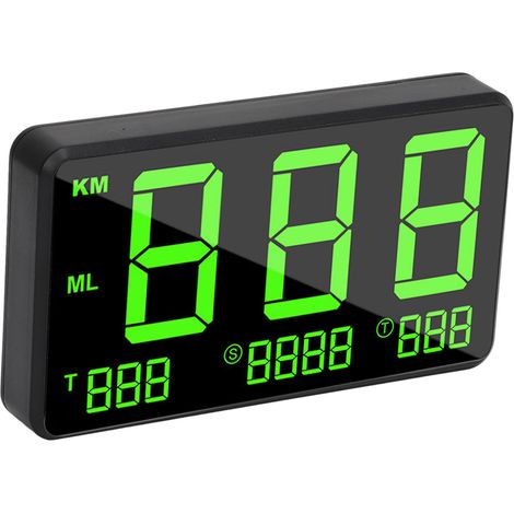Affichage tête haute numérique universel pour voiture, compteur de vitesse GPS à lumière verte avec alerte de fatigue au volant. (1/5)