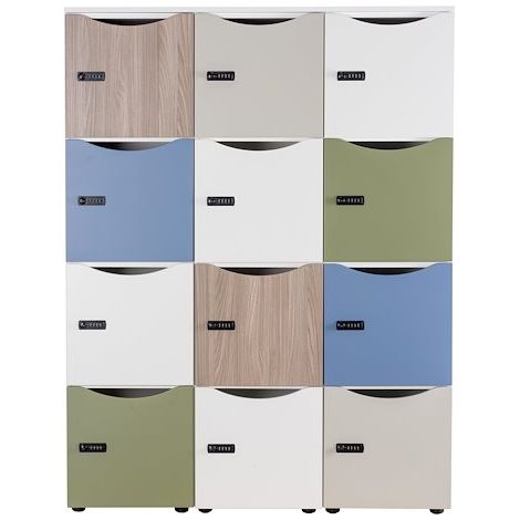 Casier de bureau Locker 2 cases coprs blanc H 86 cm orme - Maxiburo (1/5)
