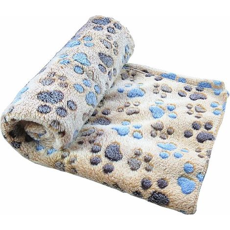 Blanket Pet Cushion Small Dog Cat Bed Soft Warm Sleep Mat Puppy Kitten Soft Blanket Doggy Warm Bed Quilt Mat Paw Print Cushion, Brown S (1/4)