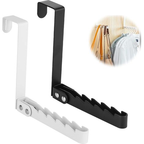 2 Pièces Pliable Patère de Porte à Suspendre Fer Rebord de Porte Crochets Sans Perçage Crochet Porte Manteau Suspensions Pliables Sur Crochet Porte(Blanc、Noir) (1/4)