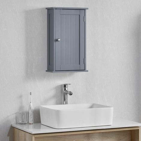Armoire de Salle de Bain Murale avec étagère Gris, 1 Door (1/5)