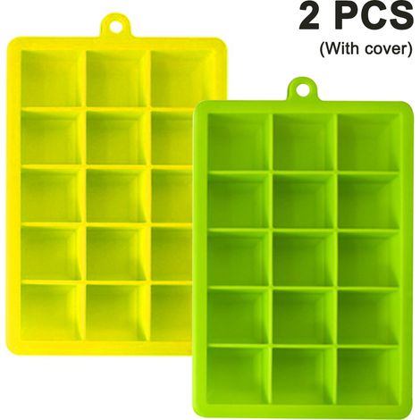 Moule À Glaçons - En Silicone Alimentaire - 15 Logements - Avec Couvercle Amovible - 2 Pièces (1/5)