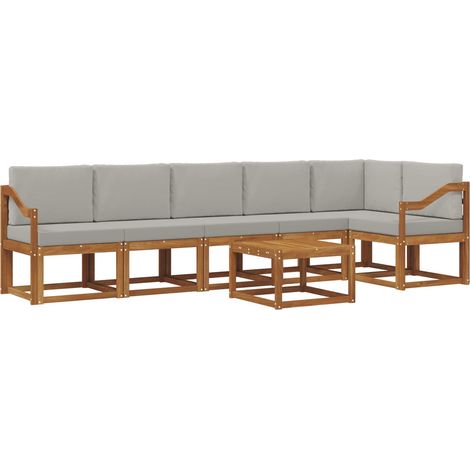 Conjunto de sofás de exterior 7 uds. Gris Natural y Claro vidaXL (1/5)