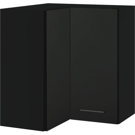 Meuble d'angle haut de cuisine Lovia Noir Mat 2 portes L 65/65 cm - Porte avec poignée apparente Black (1/4)