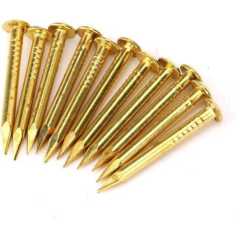 100Pcs Clous en Laiton, Clous de Rosace en Laiton Clous de Rosace à Tête Ronde en Laiton pour Bois Miroir de Cadre Photo Suspendu Accessoires de Quincaillerie de Charnière (22 mm de long, gras)