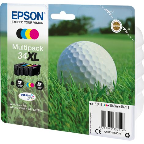 Epson Golf ball C13T34764020 cartouche d'encre 1 pièce(s) Original Rendement élevé (XL) Noir, Cyan, Magenta, Jaune (1/3)