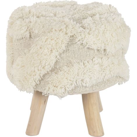 Reposapies Lana Madera 40X40X40 Hecho A Mano Crudo (1/5)