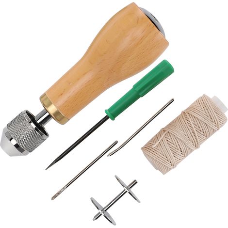 Kit d'alène à coudre avec poignée antidérapante pour travaux manuels en cuir et tissu