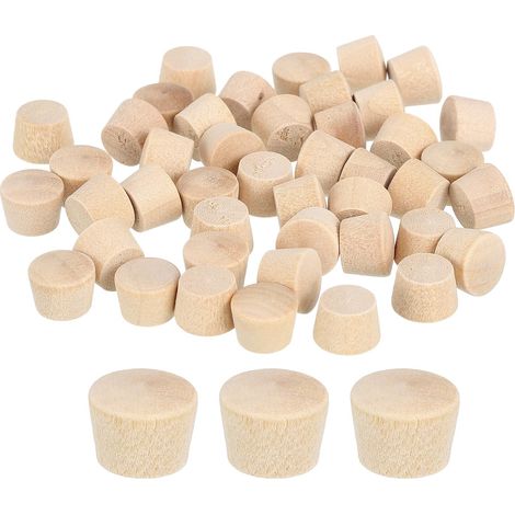 60Pcs Bouchons à Bouton en Bois, 9mm Tête Plate Bouchons de Trou de Vis en Bois Dur, Capuchons en Bois, Bouchons pour Meubles, Travail du Bois, Artisanat (10,5mm x 9mm) (1/5)