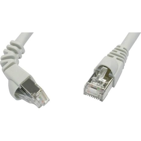 Telegärtner 100008286 RJ45 Câble réseau, câble patch CAT 6a S/FTP 1.5 m gris ignifuge, avec manchon