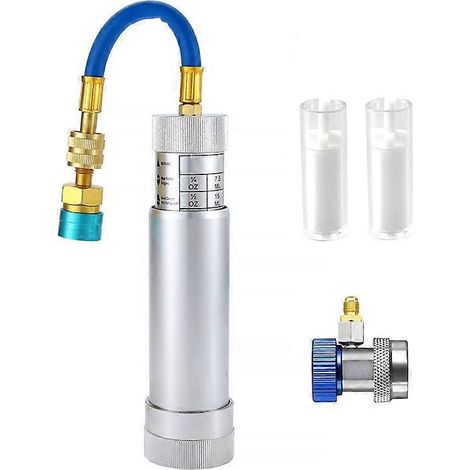 Kit d'injection de colorant pour huile 134A avec 2 raccords rapides, 2 indicateurs de niveau d'huile, remplissage et remplacement d'huile pour systèmes de climatisation et de réfrigération (1/5)