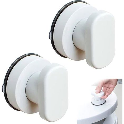 Lot de 2 poignées de porte à ventouse, poignée de porte à ventouse, bouton de ventouse portable pour baie vitrée avec ventou (1/5)