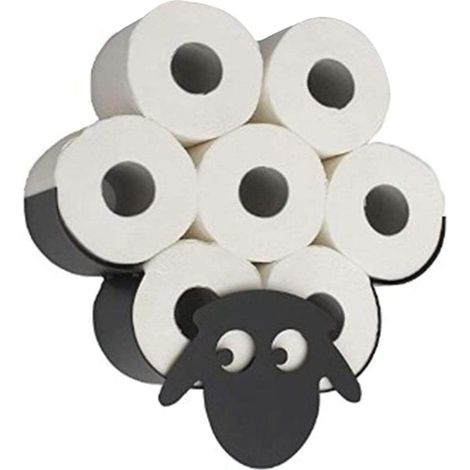 Crediri Toilettenpapierhalter, ausgefallener schwarzer Toilettenpapierhalter aus Metall in Schafform, freistehende Tier-Wandhalterung für alle Tierarten (1/4)
