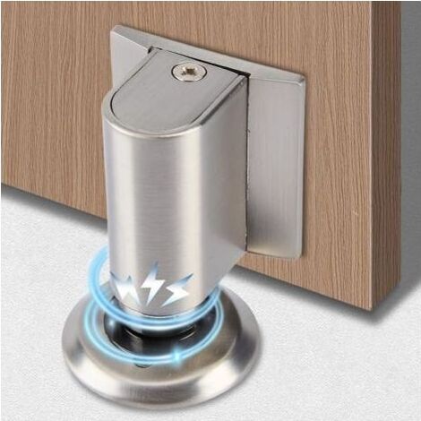 Bloque Porte Cale Porte Bloc Porte, Butee de Porte Stop Porte, Magnétique en Métal Butée de Porte, Arret de Porte Arrêt de Porte, Cale Porte Sol Butée de Porte Solide Avec Adhésif et Vis,Nickel brossé (1/5)