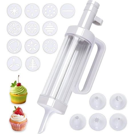Kit Seringue à Décorer Pâtisserie avec 6 Douilles Réutilisable Décoration Gâteaux Biscuits Glaçage Maison Professionnel (1/5)