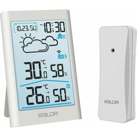 Station météo sans fil avec capteur extérieur, thermomètre numérique, hygromètre intérieur et extérieur, thermomètre ambiant (1/5)